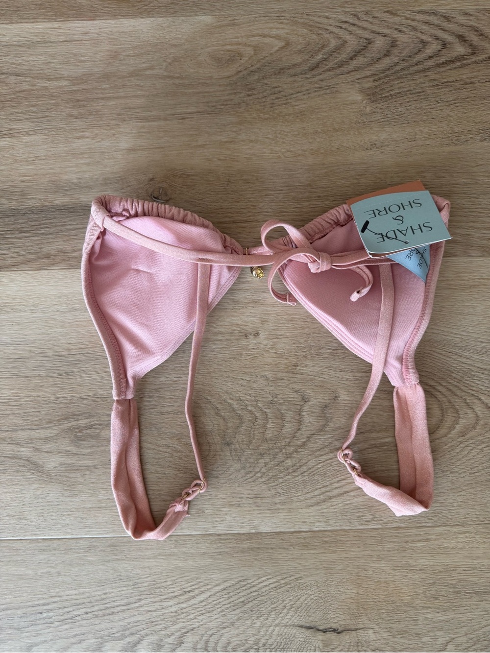 Shade & Shore Shimmery Blush Pink Triangle Bikini Top - Picture 2 of 2